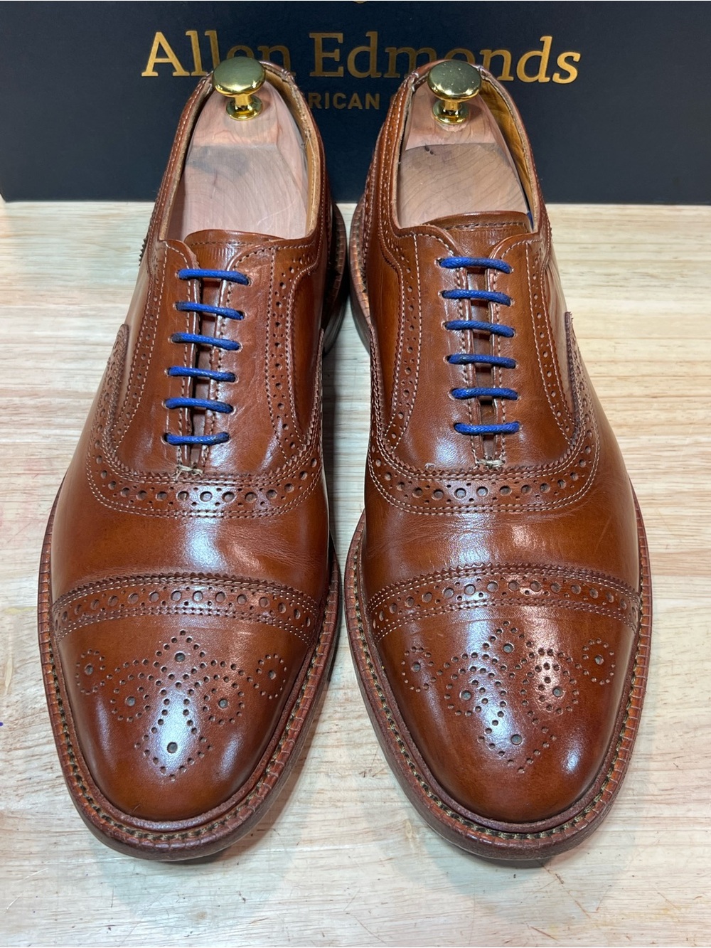 Allen Edmonds Elgin Men’s Leather Brogue Cap Toe Oxfords Sz 11D Made In USA 🇺🇸